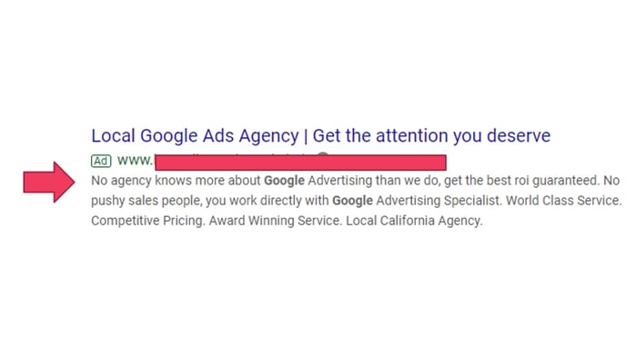 google ad with mistakes