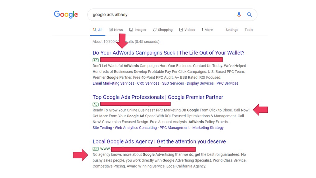 examples of google ads that don't work